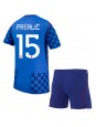 Kroatien Mario Pasalic #15 Replika Borta Kläder Barn VM 2026 Kortärmad (+ byxor)